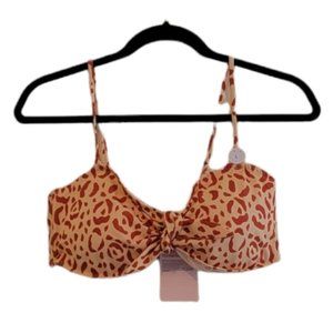 Orange Leopard Print Monki Women's Bow Bandeau Bikini Top